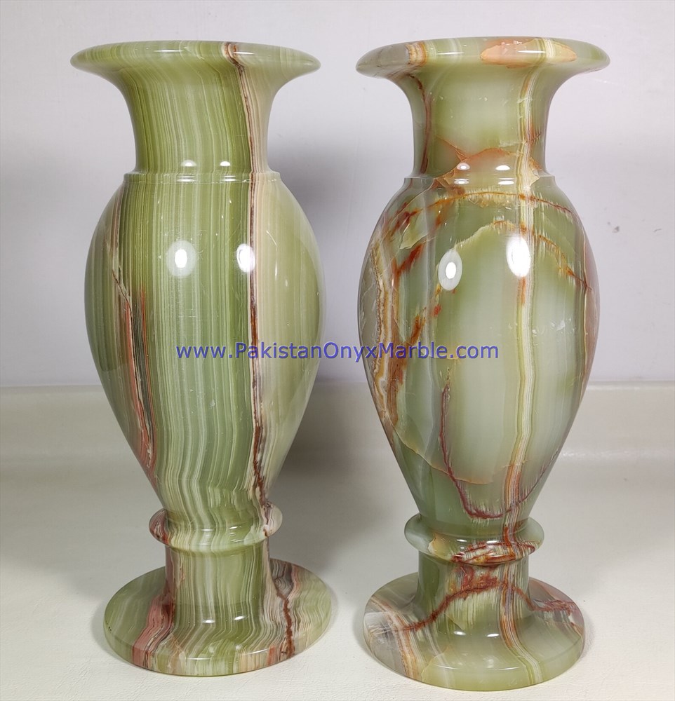 Dark Green Onyx Vases Crafts Round Shape - onyxmarblecrafts.com